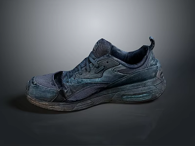 Worn Blue Vintage Sneakers With Air Cushion Sole And Distressed Design 3d model