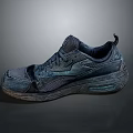Worn Blue Vintage Sneakers With Air Cushion Sole And Distressed Design