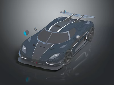 Carbon Fiber Supercar With Sleek Design Rear Spoiler And Aggressive Front Fascia 3d model