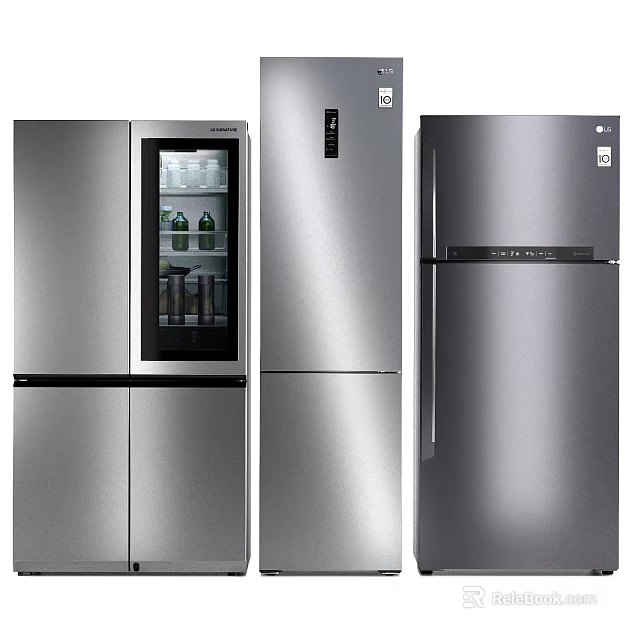 Silver Modern Refrigerators With Different Stylish Designs For Home Kitchen Appliances 3d model