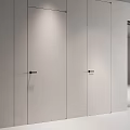 Sleek Modern Hinged Door Interior Design With Matte White Finish And Metal Handles