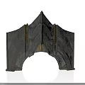 Dark Textured Architectural Archway Featuring Symmetrical Geometric Patterns And Pointed Top Design 3d model