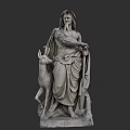 Detailed Classical Stone Sculpture Featuring Mythological Figure And Deer Statue