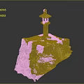 Rustic Stone Lantern On Moss Covered Ancient Stone Wall Structure