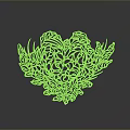 Golden Heart Shaped Intricate Lacy Design Decorative Bonsai Plant with Artistic Appeal