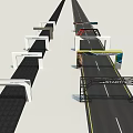 Roadway Archway Structures With Various Modern Designs Along Urban Road