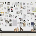 Creative Collage Wall With Notes Photos Sketches And White Cabinet Decor