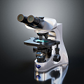 Modern microscope magnifying glass experimental equipment 3d model