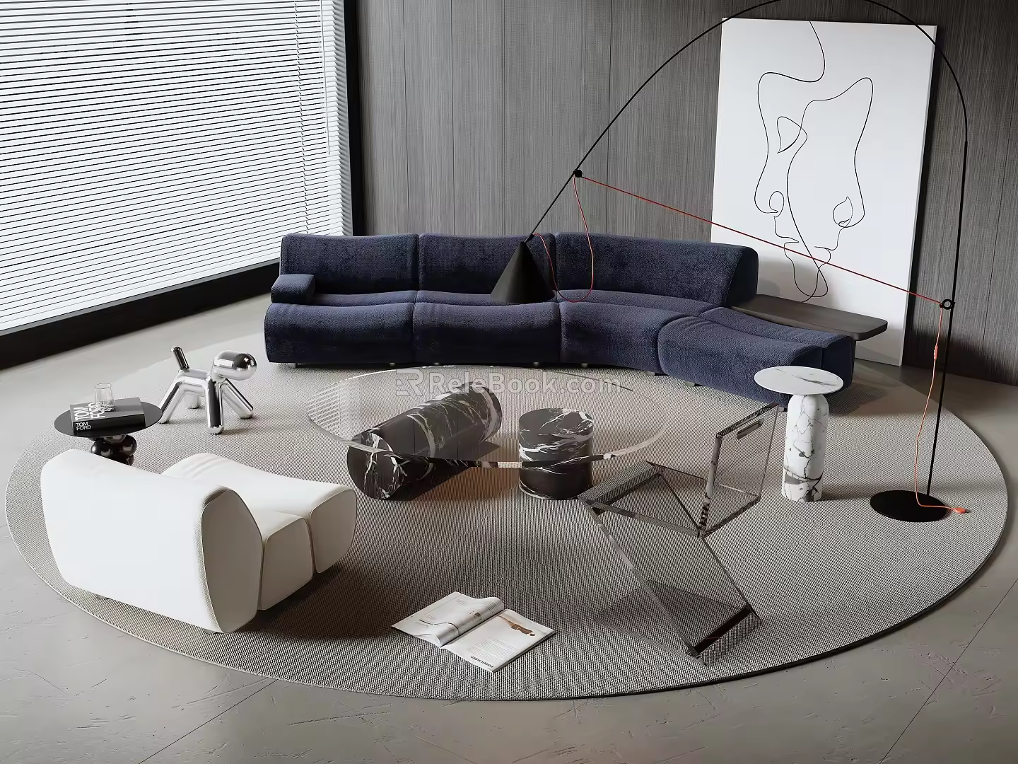 Modern sofa coffee table combination 3d model