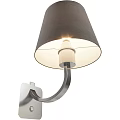 Modern Contemporary Wall Lamp With Gray Fabric Shade And Curved Metal Arm Design For Home Decor