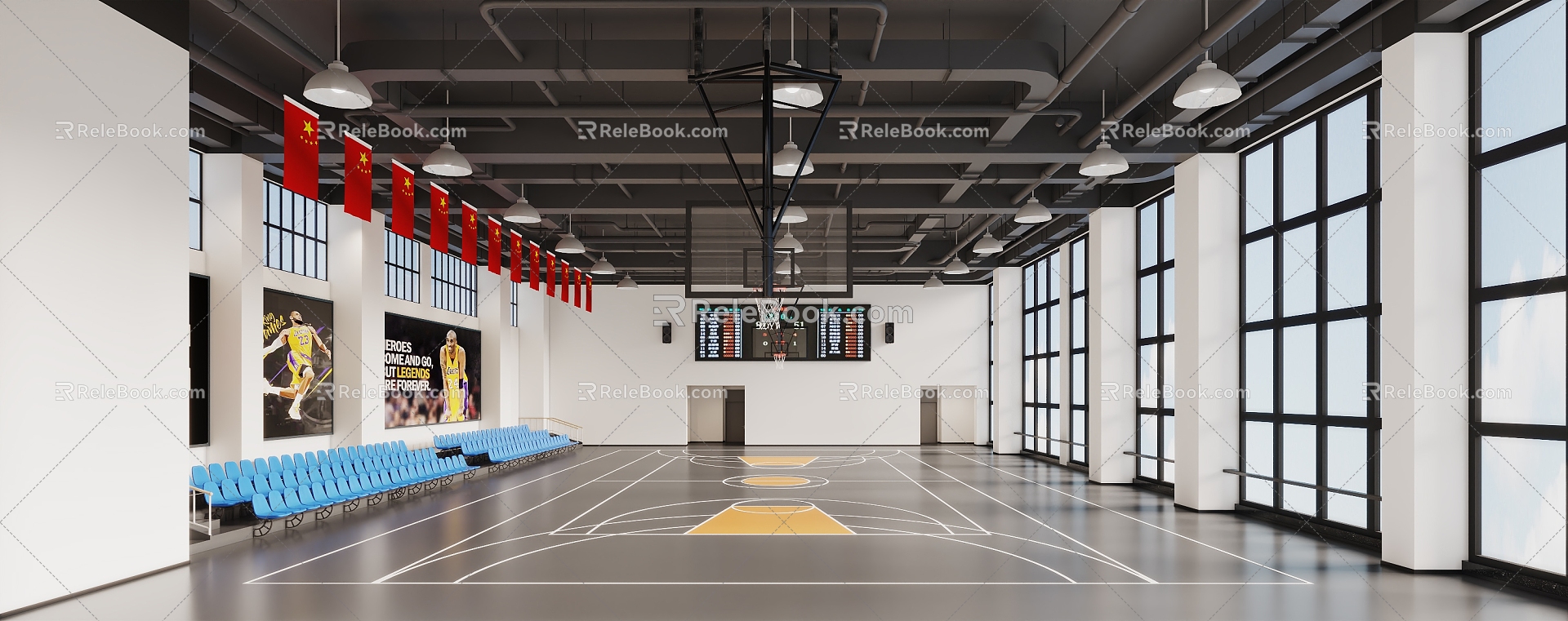 Modern basketball court basketball court change map 3d model