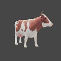 Game Movie Character Brown And White Cow 3D Model Design Look