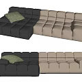 Modern Black and Beige Sectional Sofa with Gray Cushion Modular Design 3d model