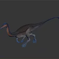 Realistic 3D Rendered Dinosaur Model Featuring Orange Neck Brown Grey Stripes And Slender Tail 3d model