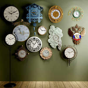 European clock wall clock combination 3d model