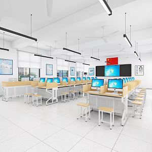 Modern Classroom Computer Classroom 3d model