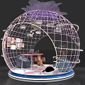 Decorative Spherical Wireframe Structure With Pink Bow And Display Items Inside 3d model