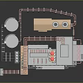 Industrial Factory Facility Featuring Cooling Towers Yellow White Chimneys And Piping Systems