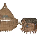 Traditional Bamboo Dome Shaped Structure And Thatched Roof Small Cottage Design