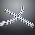 Crossed Fabric Straps With Blue Horizontal Stripes And Orange Edge Trim Design