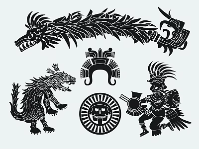 Traditional Ethnic Pendants With Wolf Head Feather Design And Cultural Symbols 3d model