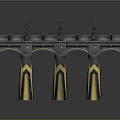 Classical Style Bridge 3D Model With Multiple Columns Arched Structures And Gold Black Decorations 3d model
