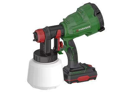 PANNOVOE Green Cordless Electric Spray Gun With White Container And Battery 3d model