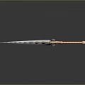 Fantasy Spiked Metallic Weapon With Ornate Gold Accents And Long Handle