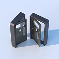 Two Dark Colored Metal Frame Components With Open Design And Mechanical Structure 3d model