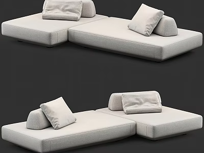 Light Gray Sectional Sofa With Modular Modern Design And Comfortable Cushions For Living Room 3d model