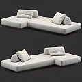 Light Gray Sectional Sofa With Modular Modern Design And Comfortable Cushions For Living Room 3d model