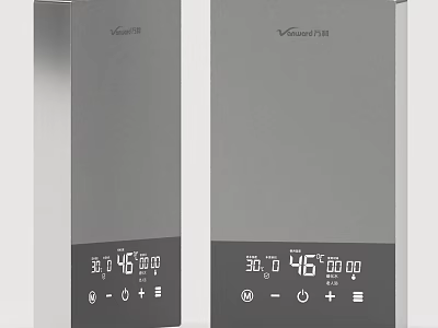 V Guard Modern Household Appliances With Silver Design Digital Display And Control Buttons 3d model