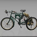 Vintage Green Classic Bicycle With Old-fashioned Mechanical Design And Brass Spoked Wheels