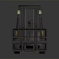 Yellow Forklift With Front Forks And Cab On Shiny Surface 3d model