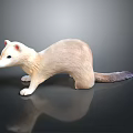 Light Beige Weasel Figurine Standing On Black Surface With Reflection 3d model