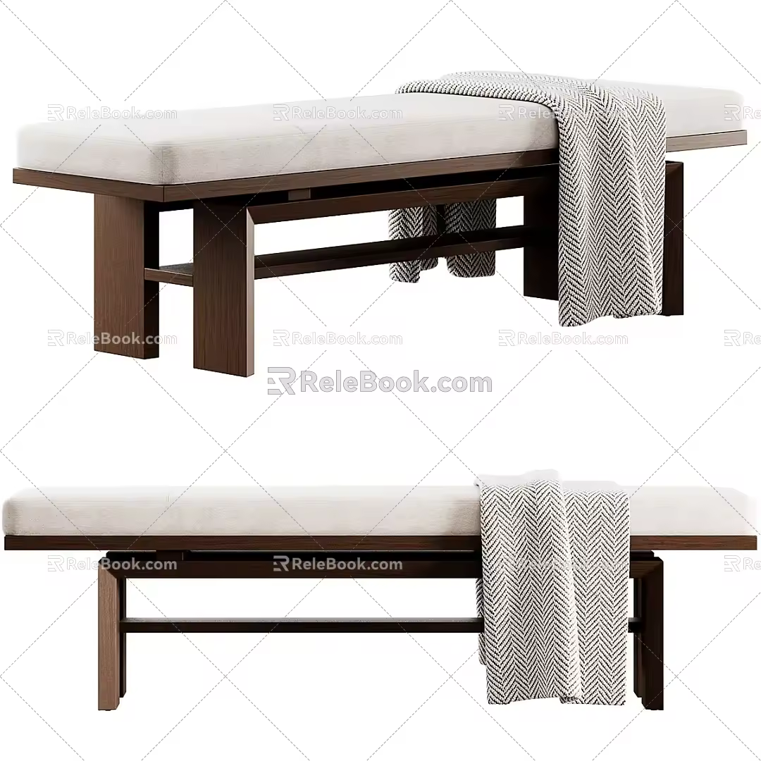 Baker Modern Stool Bench Solid Wood Stool Bed End Stool Blanket Shoe Changing Stool Sofa Stool 3d model