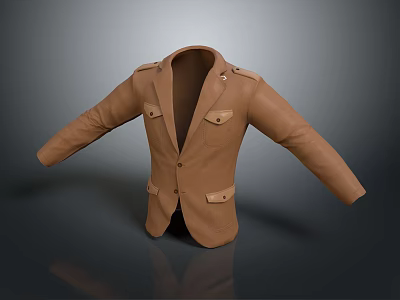 Brown Tailored Coat With Multiple Pockets And Classic Formal Front View Design 3d model
