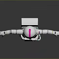 White Astronaut Spacesuit With Detailed Design Helmet Pink Stripe And Green Accents