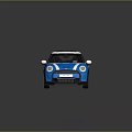Stylish Blue Small Car With White Roof Black Wheels And Sporty Exterior Design