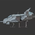 Sci Fi Futuristic Spacecraft 3D Model With Cockpit Winged Design And Blue Accents