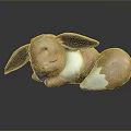 Pokémon Eevee Plush Figure Sleeping with Big Ears White Belly and White Tail Tip 3d model