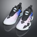Casual Sports Shoes with Pink to Blue Gradient Upper White Sole and Black Patterned Details