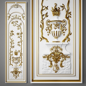 Carved decorative wall panels 3d model