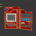 Red Open Portable Electronic Device With Screen And Colorful Control Buttons