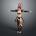 Fantasy Female Character With Creature Themed Headdress And Armored Outfit In Outstretched Pose
