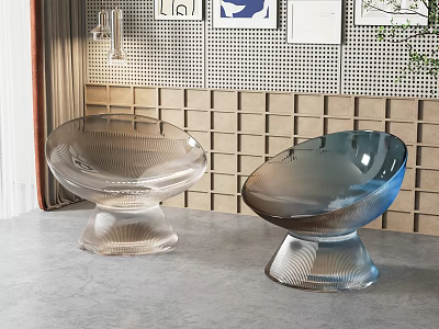 Two Modern Transparent Leisure Chairs With Streamlined Design And Stable Base 3d model
