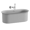 White Freestanding Bathtub With Modern Gold Faucet And Sleek Design