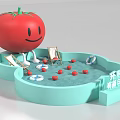 Cartoon Tomato Themed Interactive Zone With Deck Chairs Lifebuoy And Red Balls
