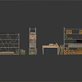 Scenic Rural Storage Space With Metal Shelves Wooden Crates And Tools