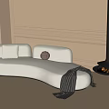Modern Curved Sofa Submarine Fireplace 3d model
